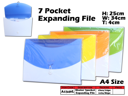 A1340L Shuter A4size 7 pocket Expanding File