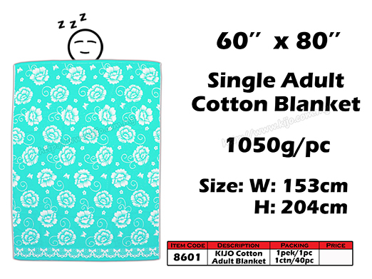 8601 KIJO Single Adult Cotton Blanket - Green
