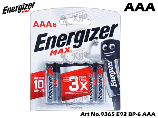 9365 Energizer Max E92 BP-6 AAA