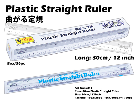 6311 KIJO 30cm Plastic Straight Ruler 